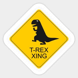 T-rex crossing road sign Sticker